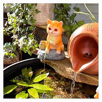Amazon.co.jp: ガーデン 置物 猫置物 かわいい 猫は釣りをして